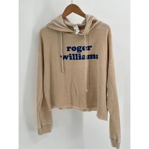 Chicka-D Roger Williams University Hooded Sweatshirt Cropped Women‎ XL Beige Tan